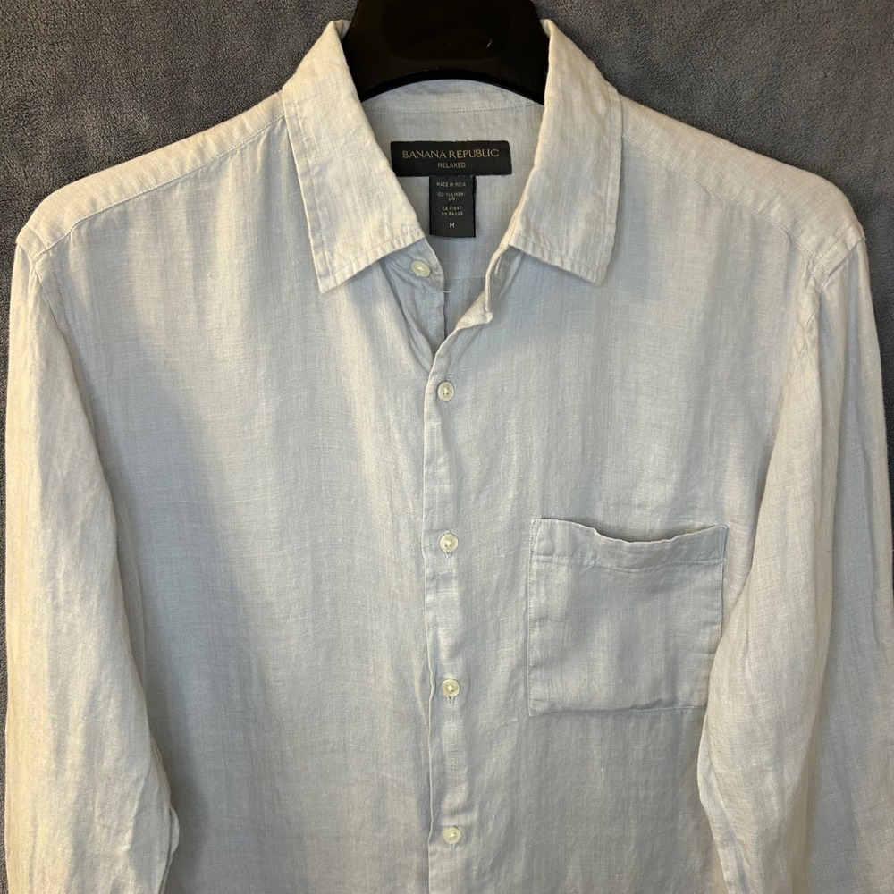 Banana Republic Relaxed Fit 100% Linen Shirt Mens Medium Long Sleeve Button Up
